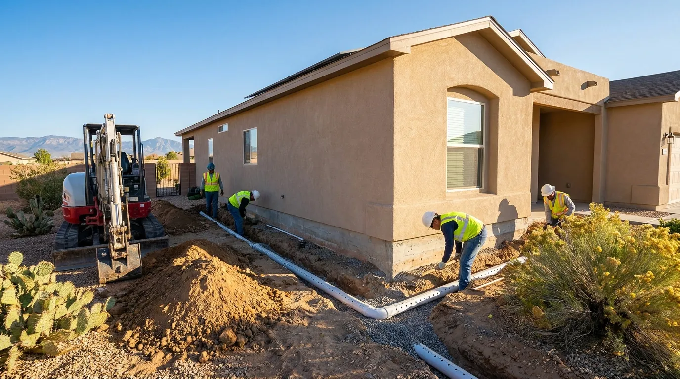 Drainage correction work around a Rio Rancho foundation